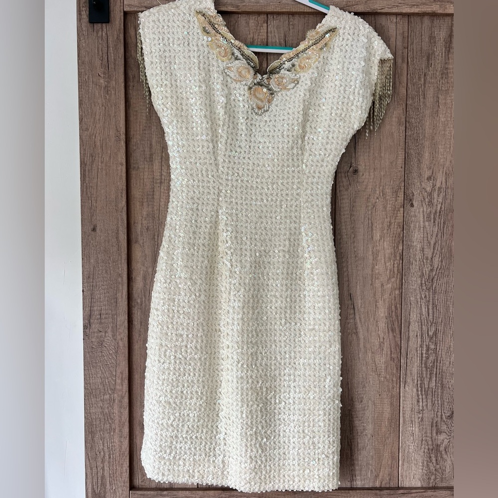 Elegant Ivory Sequin Dress